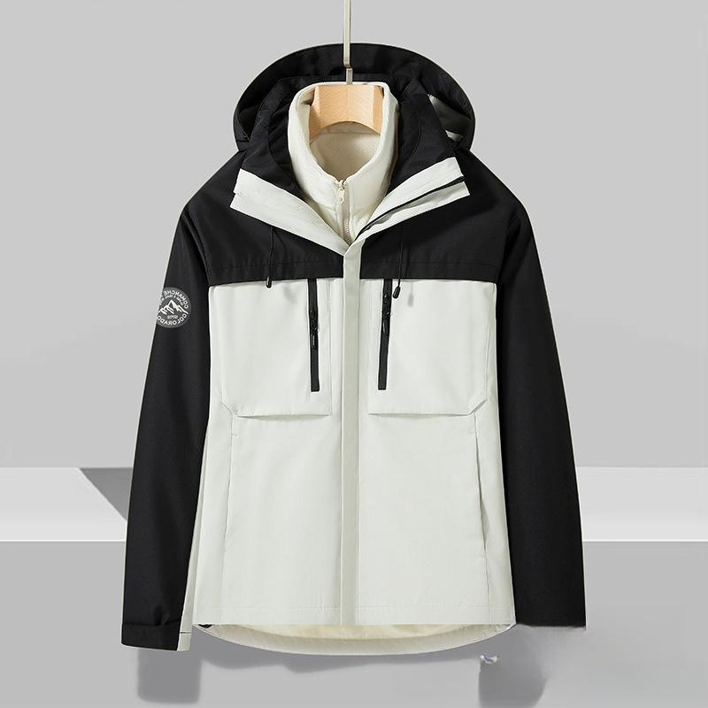 Autumn and winter new men's and women's jackets couple's three-in-one detachable hooded sports and leisure