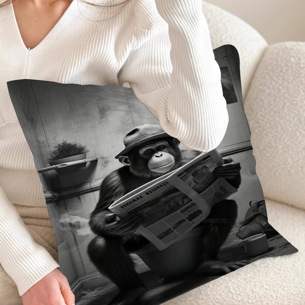 Funny Toilet Animals Pillow Covers Cartoon Sofa Decorative Home Double-sided Printing Short Plush Cute Cushion Cover