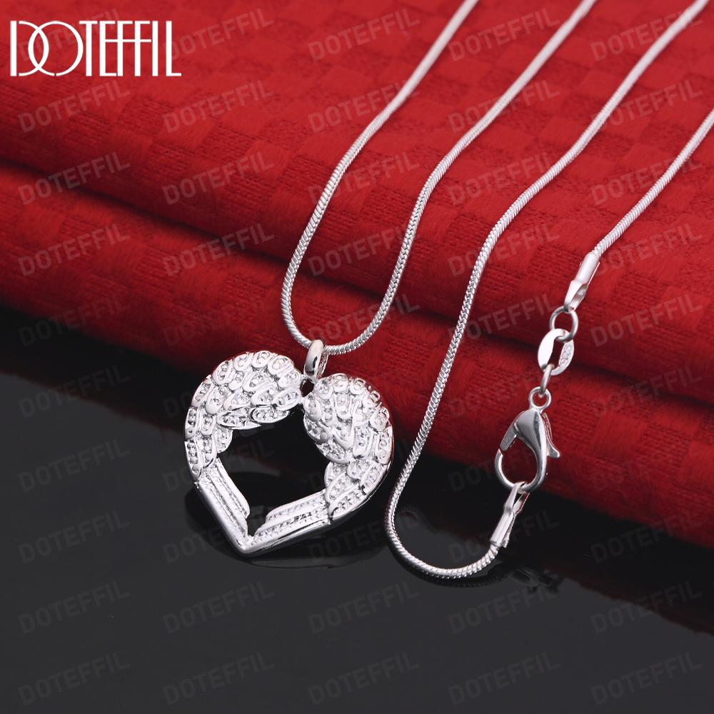 925 Sterling Silver Heart-shaped Love Pendant Necklace Fashionable Wedding Jewelry