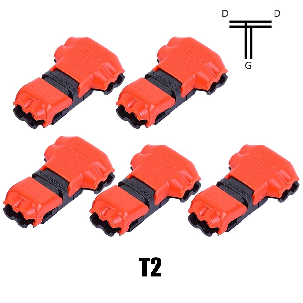 2Pin Wire Connector Car Audio Universal T/H Type Conductor Quick Splice Crimp Terminal Block for 18-22AWG Stranded Solid Wire