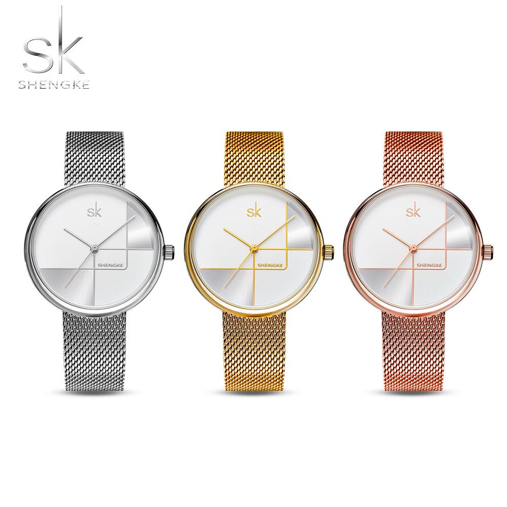 Ladies Watch Fashion Simple Personality Geometric Women'S Watch Quartz Watch Mesh Strap Watch 0105