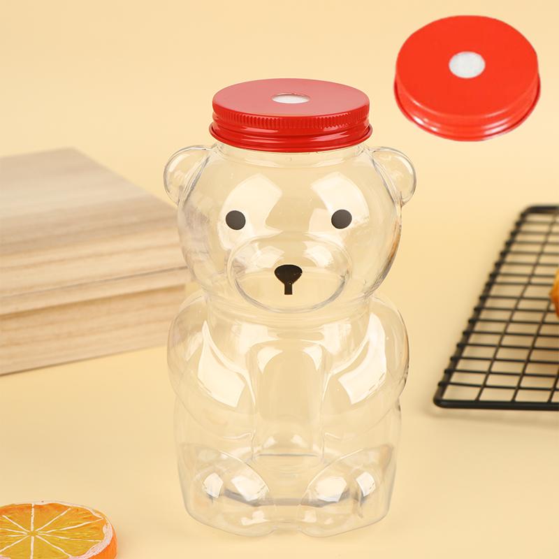 500ml Tragbare Cartoon-Bären Transparente Flaschen Klare Milchtee Kaffee Flasche Für Bubble Tea Saft Milchshake Partyzubehör