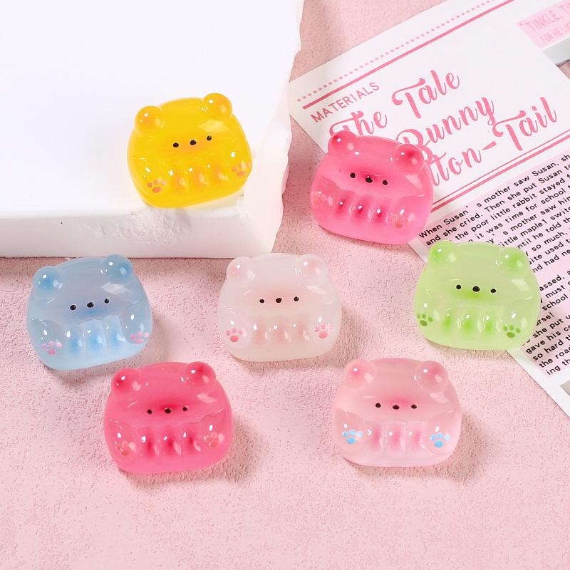 Handmade Resin Hair Clips & Croc Charms with Luminous Bear and Cartoon Designs