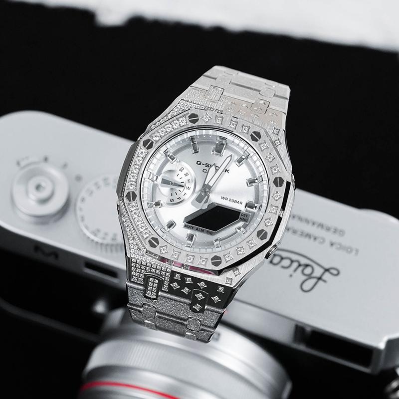 Casio Customized Watch Modified Series Galaxy Meteor Shower Waterproof Luminous Quartz Steel Strap Uniform YinHeLiuXingYu(XingZuanShuangYinGang)