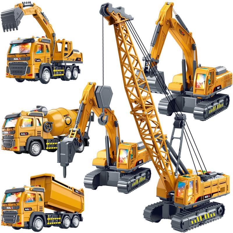 Mixer Truck Crane Inertia Engineering Children Toy With Sound Light And