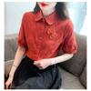 Summer New Style Jacquard Embroidery Casual Fashion Versatile Women's Short Sleeve Shirt