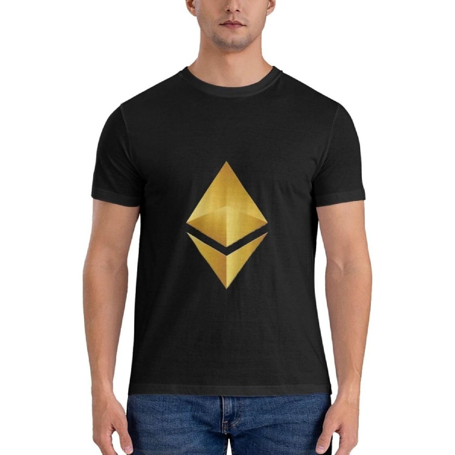 DPAINTouscap Ethereum Gold Мужские хлопковые футболки с круглым вырезом, Повседневные рубашки S