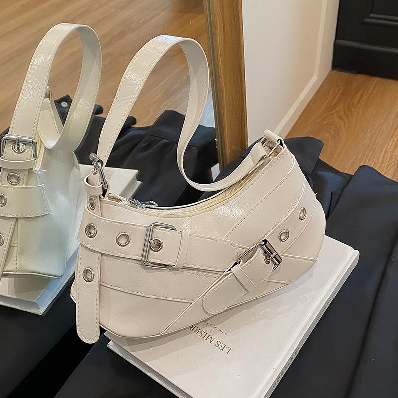 Summer new trend locomotive style Spice girl out casual versatile solid color belt decoration shoulder armpit bag