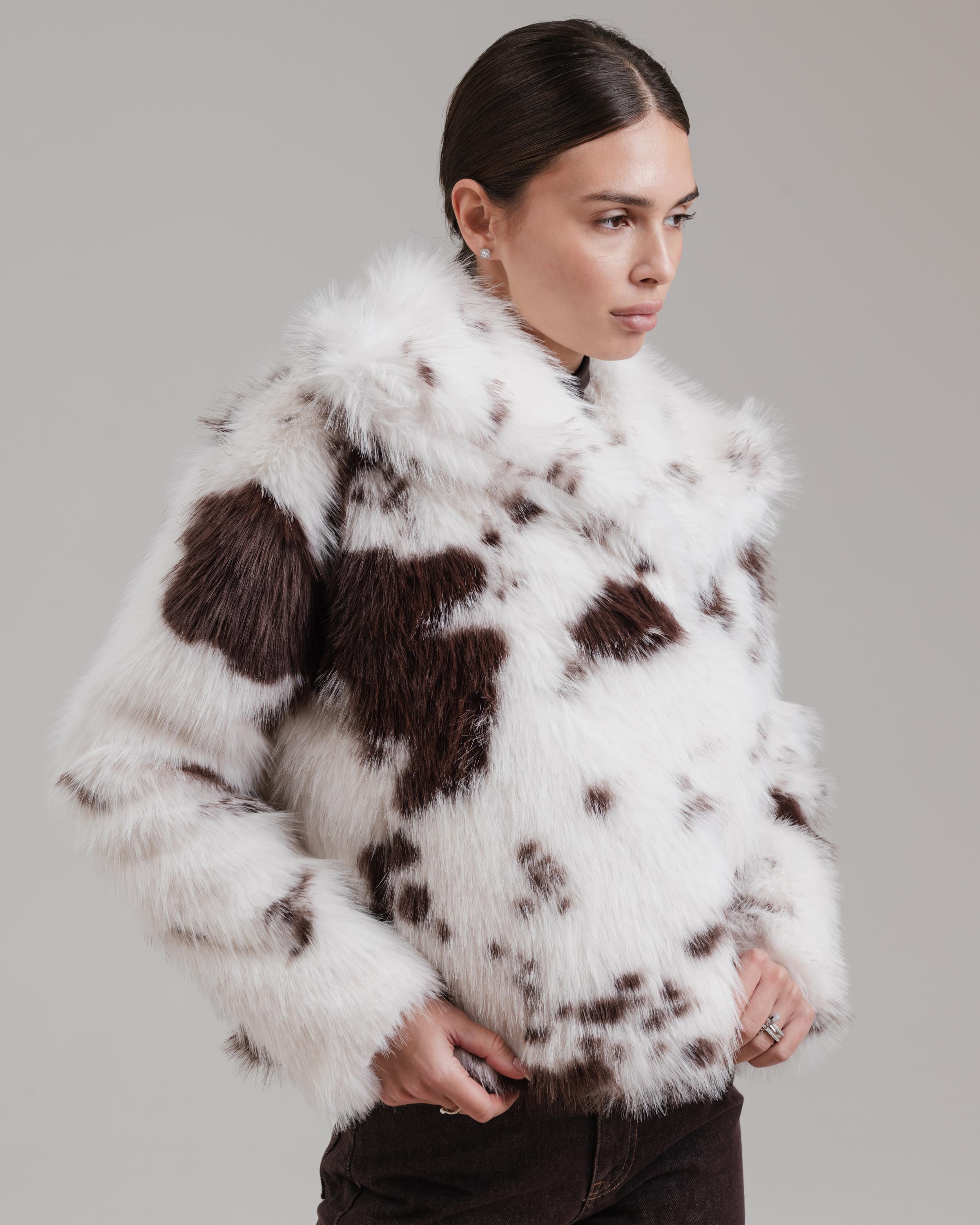 

Women s short fur coat ZLLY 20149 S white-brown L