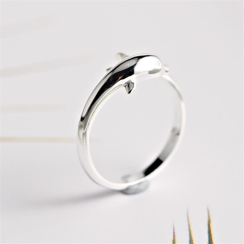Yin Taifei Thai Silver Dolphin Love Open Ring - Korean Style Accessories