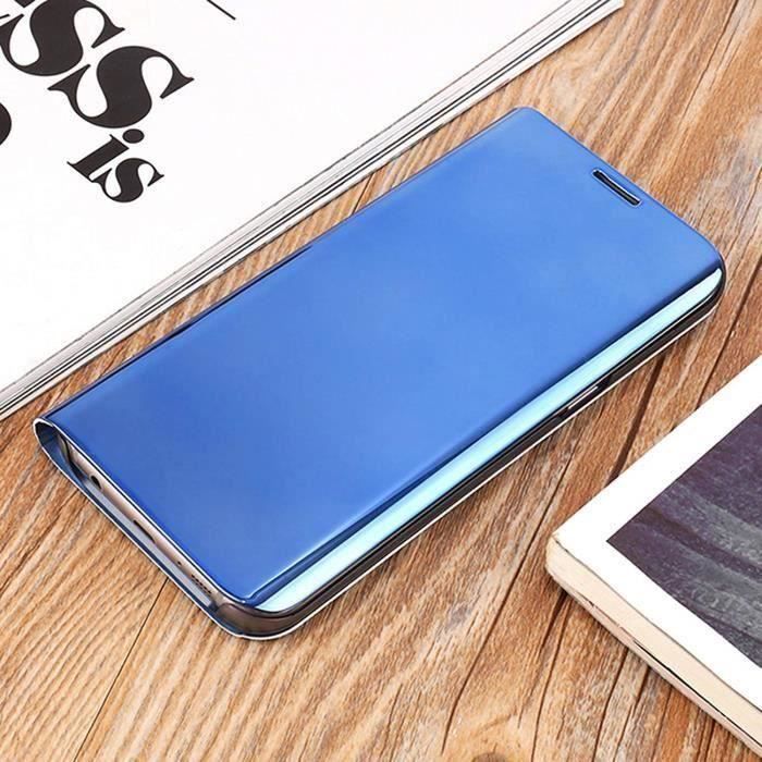 Coque pour samsung a71 flip cover etui housse miroir à rabat bleu