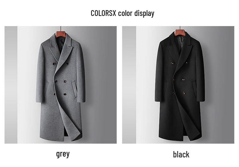 Trench in Lana da Uomo Doppiopetto - Lungo, Sopra il Ginocchio, Capo d'Abbigliamento Caldo per Autunno/Inverno, Stile Business Casual per Tutte le Età.
