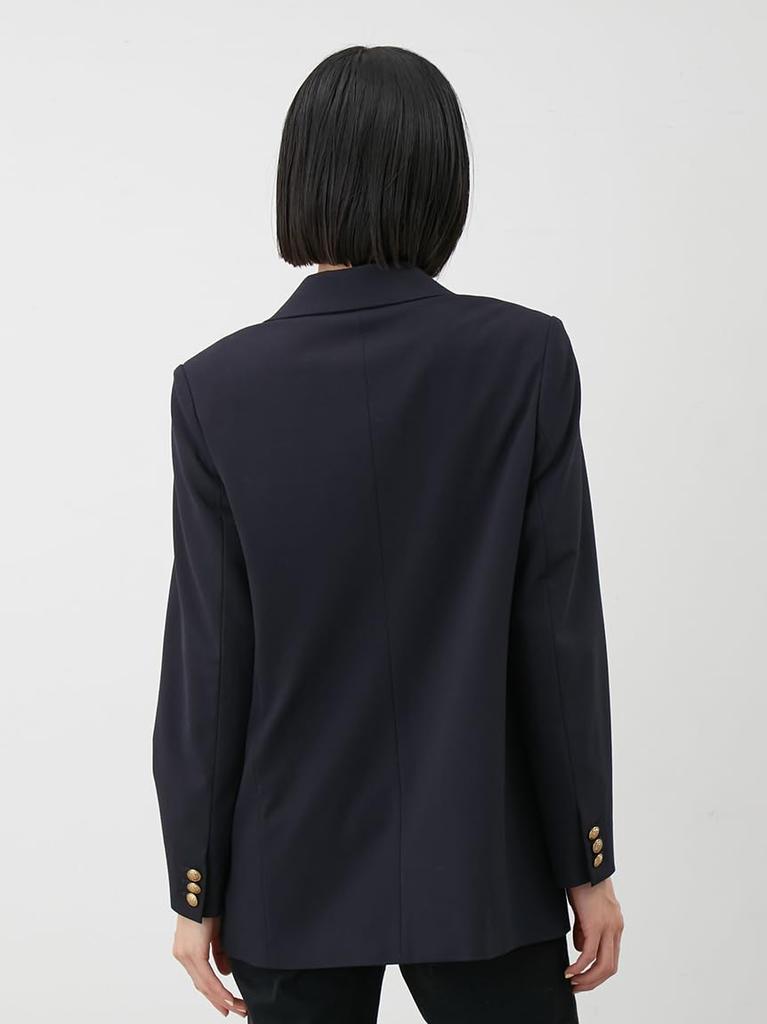 Mira Owen Gold Button Long Blazer 09WFJ254139 Women's Double-Breasted