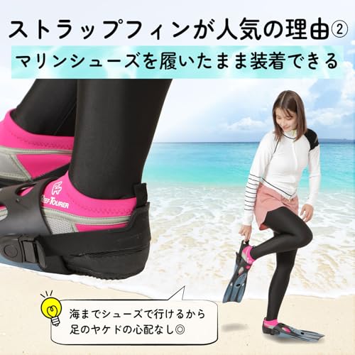 Amazon.co.jp Exclusive REEF TOURER Lightweight and Compact Snorkeling Fins with Adjustable Straps, Fits Over Water Shoes, White, Small (RF0106P)