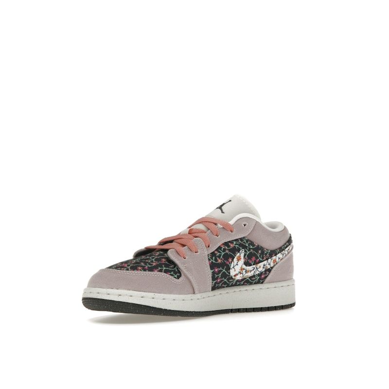 Air Jordan 1 Low SE GS Floral Canvas Platinum Violet Anthracite Red Stardust Sail FJ3445-001