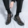 Fashion Spring New Mens Formal Business Thick Soled Lace-up Leather Oxford Shoes Brand Men's Pointed Casual Leather Wedding Party Shoes