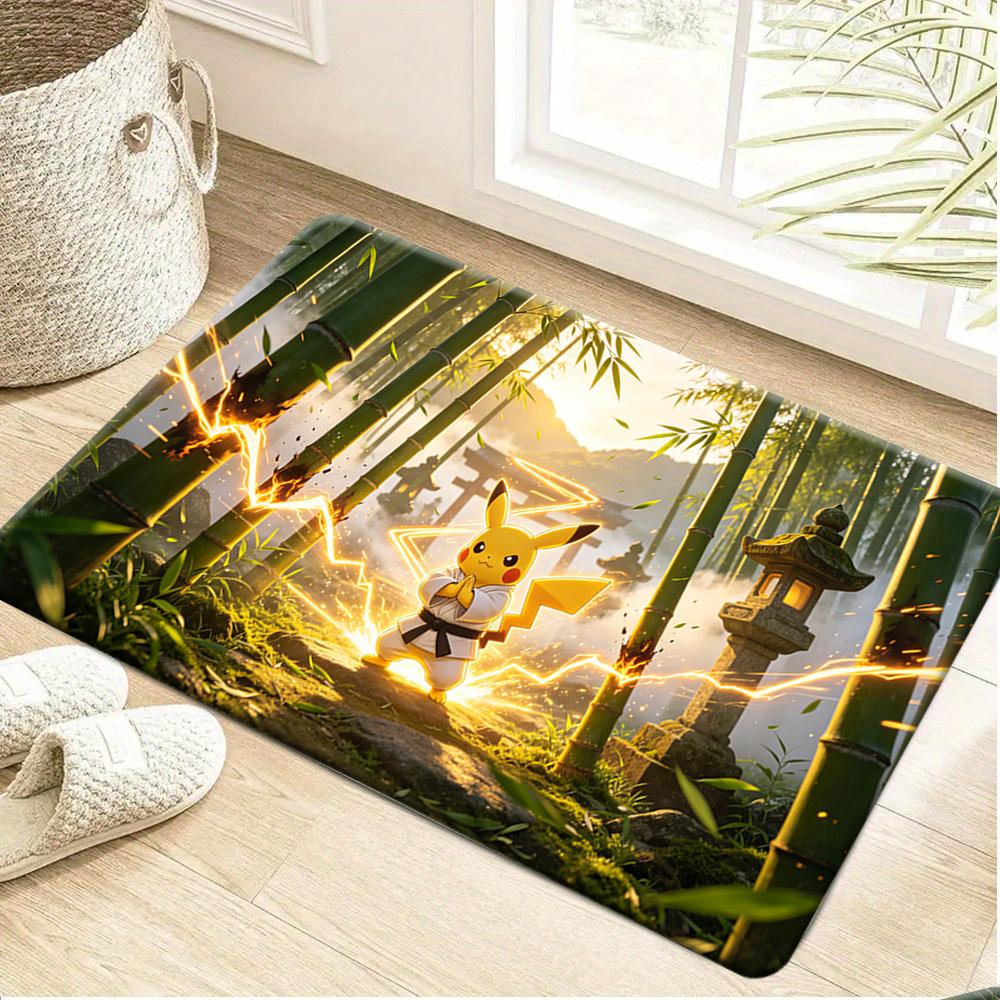 Pokemon Lucario Neon Thunder Boxing Arena Print Non-Slip Floor Mat Doormat 40cm x 60cm