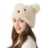 Winter Frauen Gestrickte Hut Bär Fell Ball Plüsch Hut Ohr Schutz Warme Mütze Hülse Kappe Skullies Beanies
