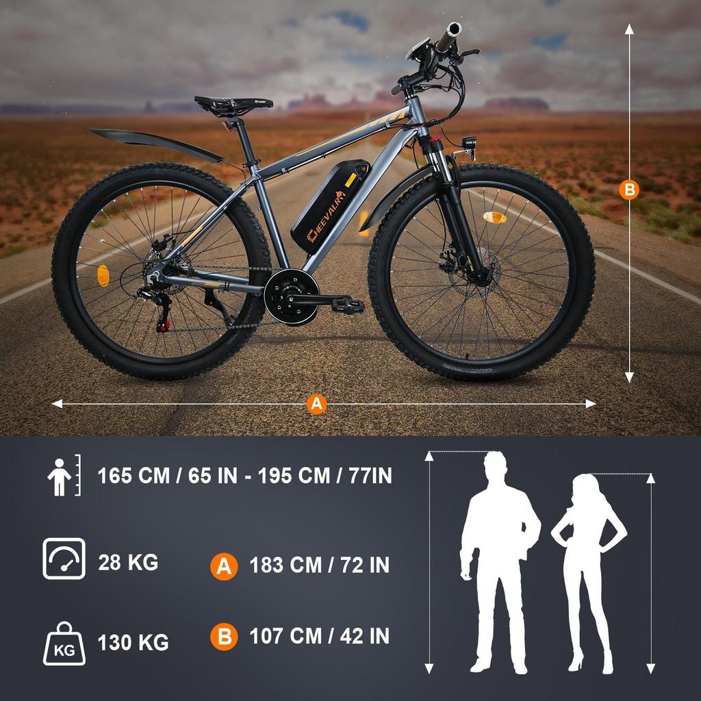 Cheevalry C29 Pro Electric Bike 500W Motor 35km/h Max Speed 48V Mountain off-road 15.6Ah Battery Range 45-65 KM 29*2.35 Tires