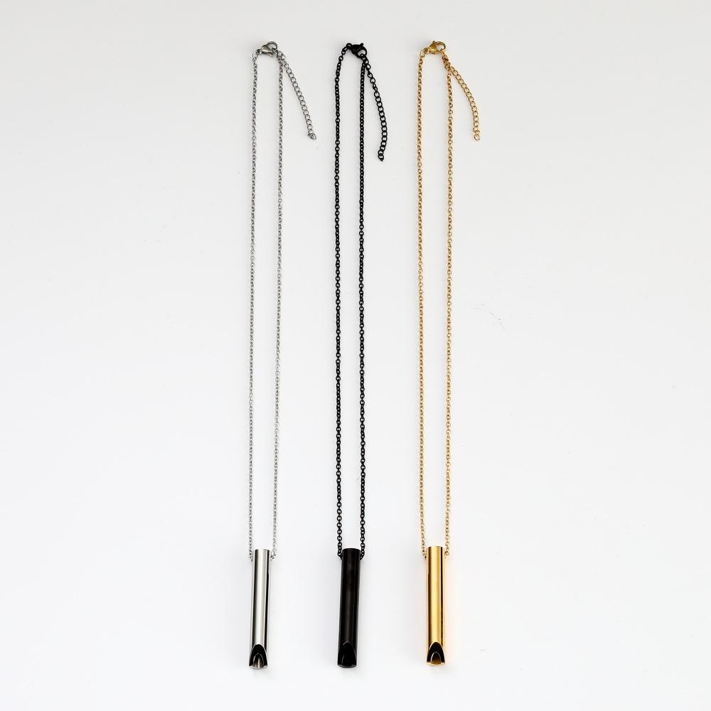 Halskette mit Pfeifenanhänger aus Edelstahl für Männer und Frauen, Vakuum-Halskette reguliert die Atmung und lindert Ängste