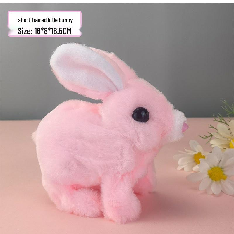 Interactive White Plush Rabbit Toy: Walks, Cries, and Moves Ears