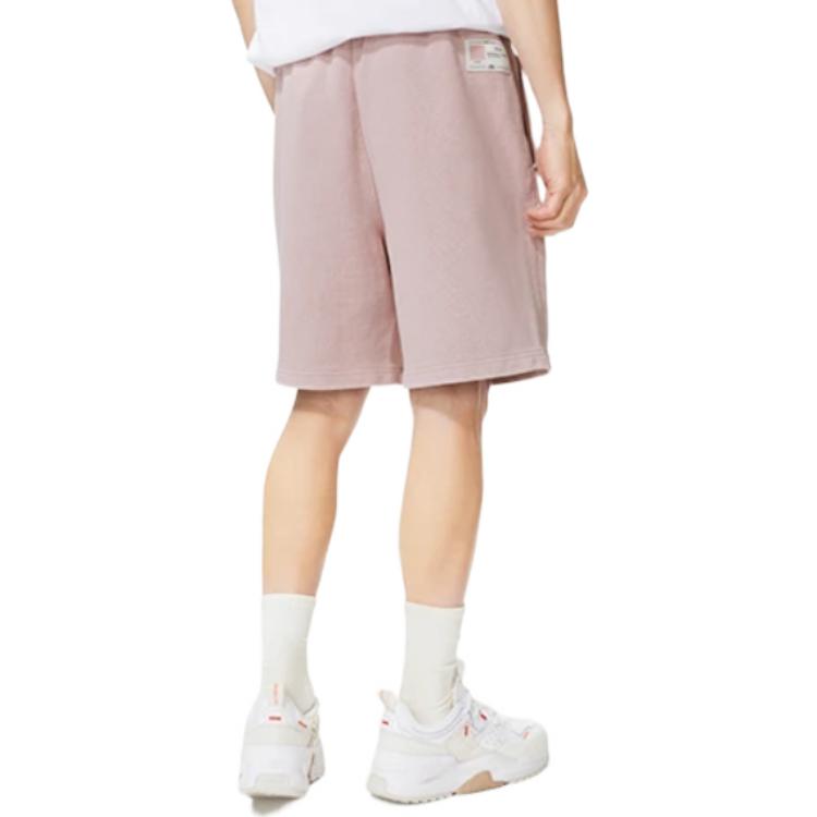 Li-Ning Solid Color Logo Embroidered Drawstring Casual Shorts Men Bottoms Pink AKSS315-9