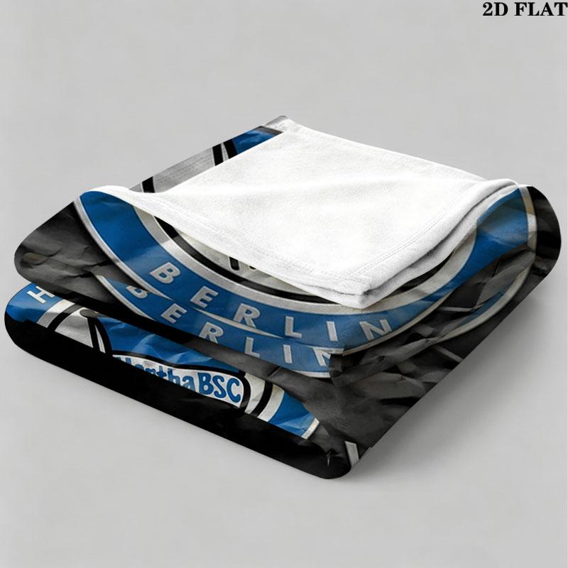 1PC Hertha BSC Custom Name Patterned Flannel Blanket Suitable For All Seasons for Home Decor Warmth and Comfort Gifts Holiday Present