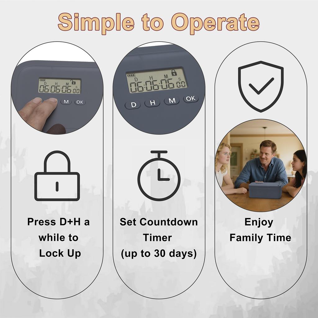 Timer Lock Box Electronic Multipurpose Lockable Storage Box with Combination Lock and Digital Timer Safe Storage Organizer