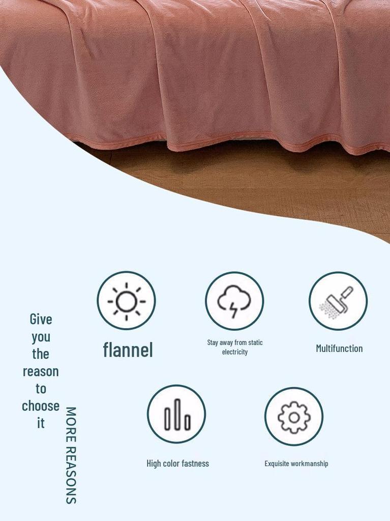 Plush Coral Fleece Blanket 300g - Soft, Thick, Machine Washable Throw for Dorm or Sofa