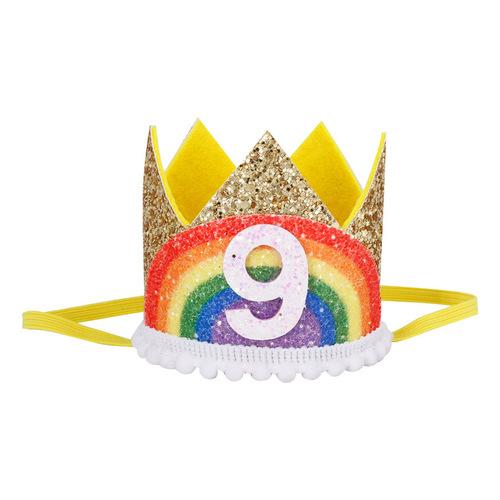 Newborn Baby Rainbow Crown Lace Princess Cute Hairband Headband Baby Infant Boys Girls Birthday Party Show Photo Headdress Gift