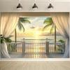 2D Vintage Efeu Wand Hintergrund, Landhaus Fenster mit Blumen Party Hintergrund