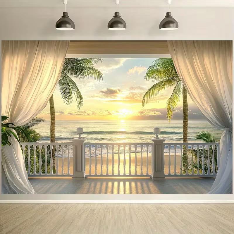 2D Vintage Efeu Wand Hintergrund, Landhaus Fenster mit Blumen Party Hintergrund