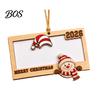 Hanging Holiday Decoration for Tree Wooden Money Holder, Personalized Cash Gift Wallet with Santa New Year Party Ornament Design, Creative Christmas