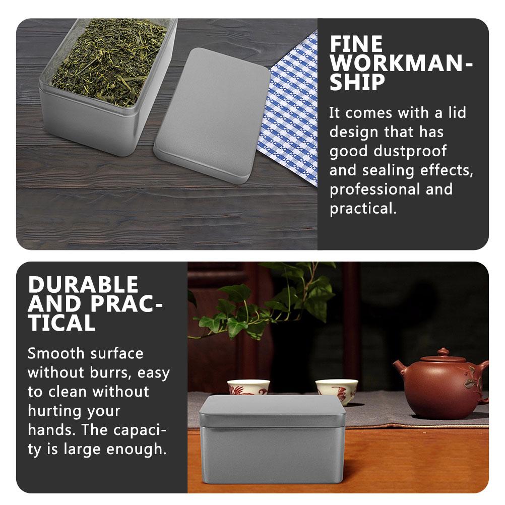 2 Pcs Tea Storage Box Tinplate Canister for Bulk Tea Organizer Tea Rectangular Storage Box Packaging Organization