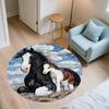 White Horse pattern round rug,Carpet Rug for Living Room Bedroom Sofa Playroom Decor,Non-slip Floor Mat,Holiday Gifts and Birthday Gifts