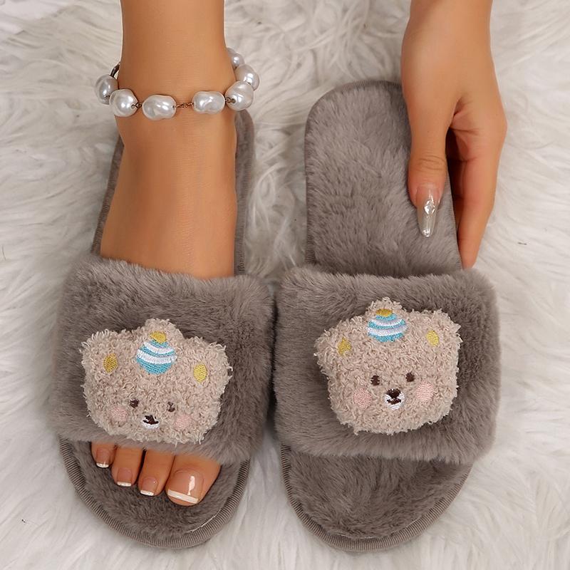 Fashion Winter Cute Cartoon Capybara Plush Slippers for Women Comfortable Soft Sole Indoor House Shoes Woman Non Slip Fluffy Fur Slides