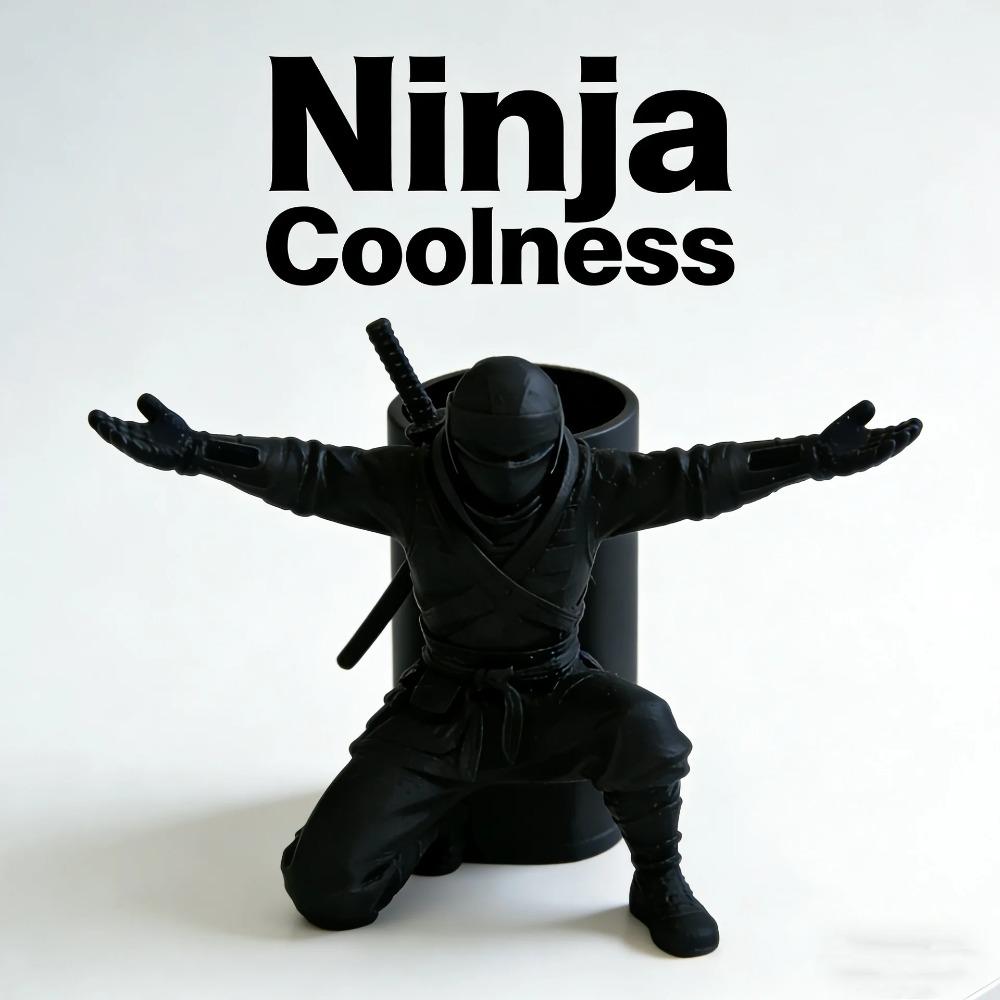 1-Piece Ninja Warrior Pen Holder Decoration 3D Printed Ninja Pen Stand Desktop Organizer Decoration Figurine Multifunctional Pen Holder 3D Printed Dec