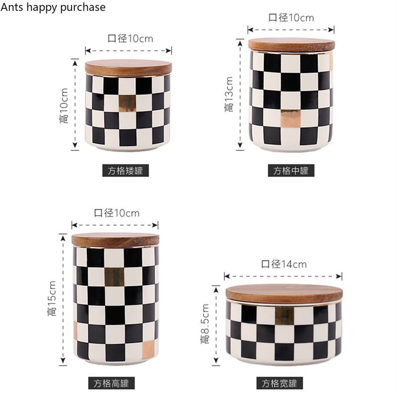 Ceramics Sealed Jar Wooden Cover Storage Tank Moisture-proof Storage Jar Candy Jar Food Container Decorative Jars Home Organizer