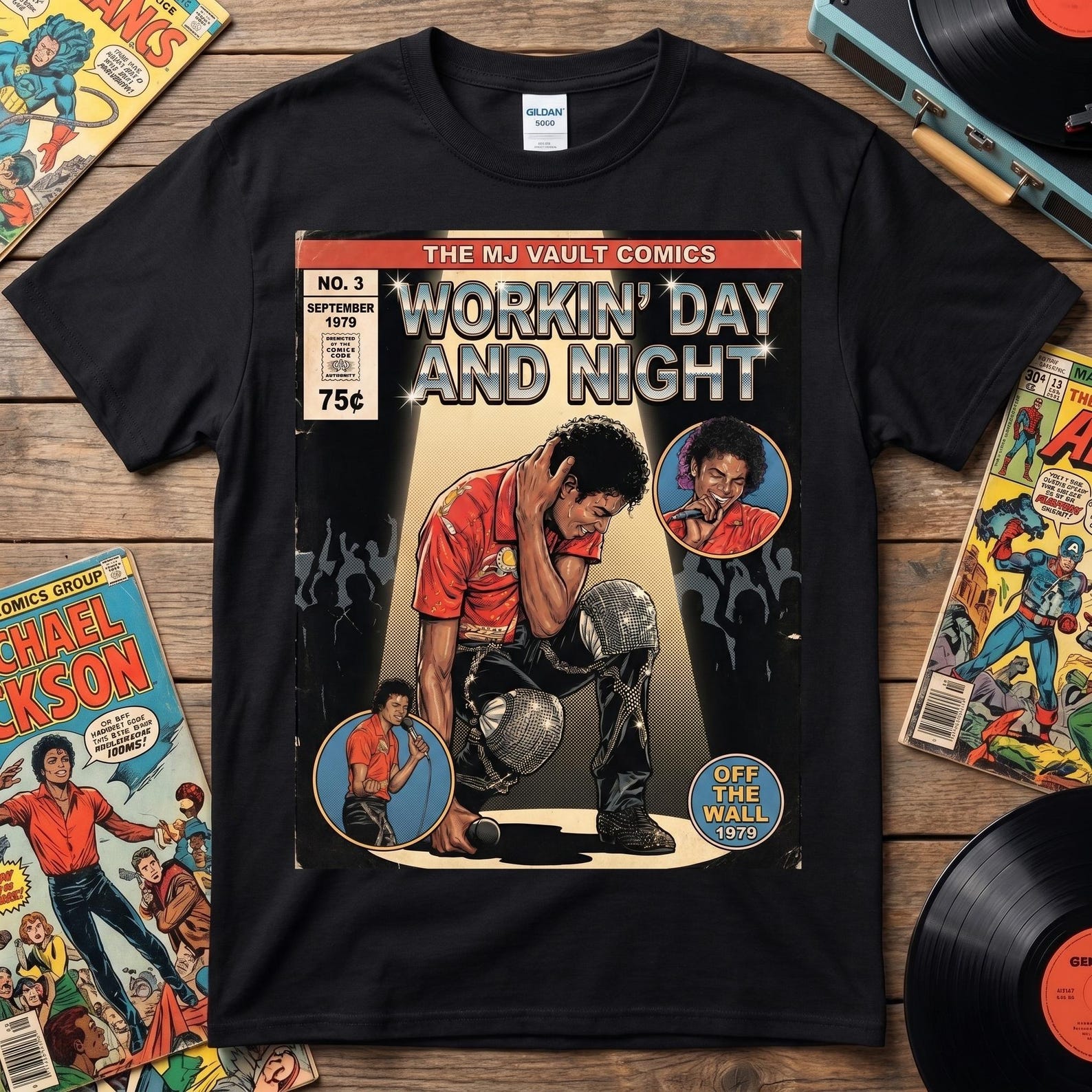 Michael Jackson Off The Wall Comic Book Tee | Workin Day and Night T-Shirt S