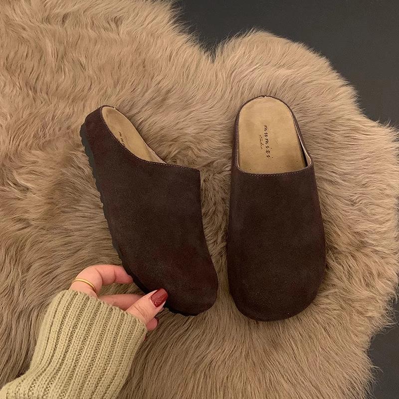 Platform Birkenstock shoes bag head half slippers women's outer wear 2025 spring and summer new retro Muller shoes soft sole Birkenstock half to