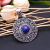 Natural Lapis Lazuli Gemstone Handmade 925 Sterling Silver Pendant 1.75" I9I45