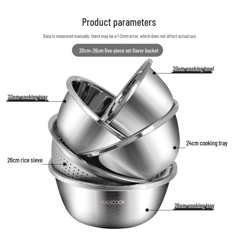 MAXCOOK 304 Stainless Steel Basin Strainer Set (5-Piece)