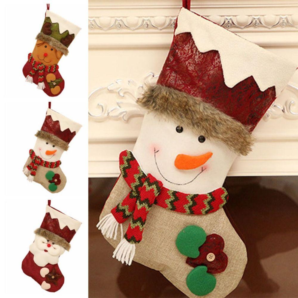 

Cute Christmas Socks 3D Christmas Tree Ornaments Candy Gift Bags Fireplaces Hanging Ornament