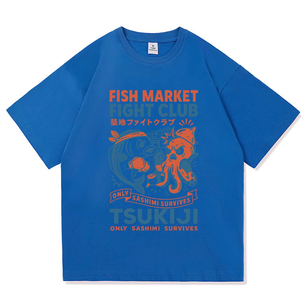 Funny Fish Market Fight Club T Shirt 2025 Fashion Men/women Clothing Vintage Harajuku High Quality Clothes Cotton Tshirts