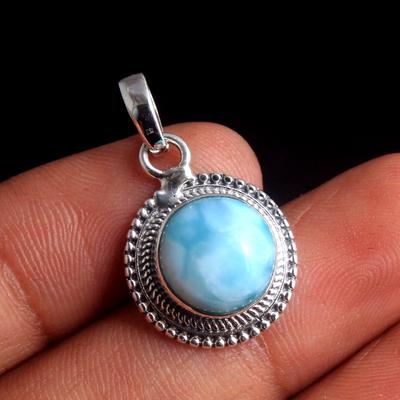Naturlig Larimar Labradorite Månsten Handgjorda hänge 925 Sterling Silver Damsmycken