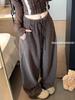 High Waist Drawstring Wide Leg Casual Pants for Women - Autumn/Winter Plus Velvet Trendy Style