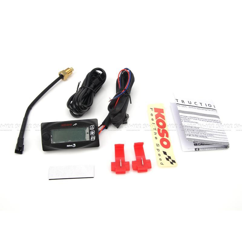 KOSO 3in1 Instrument Water Temperature Gauge Voltmeter Panel Meter Time Display Suitable For Motorcycle Accessories Modification