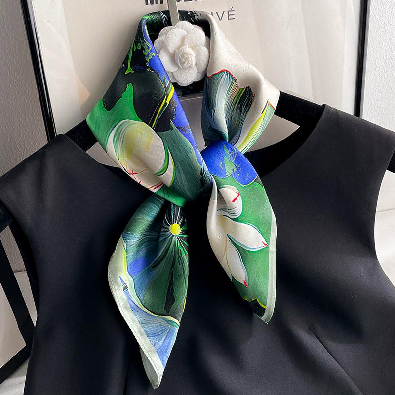 100% Pure Silk Scarf Women Neck Square Headband Scarves Bandana  Fashion Hijab Poncho Scarves Pashmina  Female Foulard 53cm