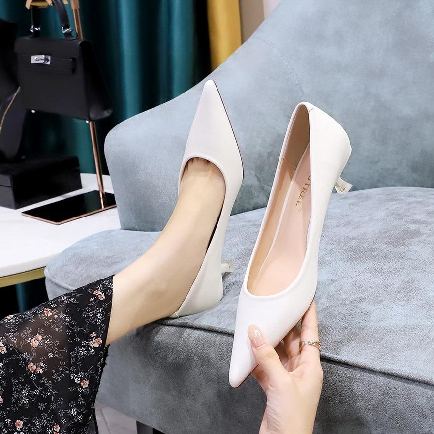

Универсальные простые женские туфли для педикюра и тонкого плоского носка с заостренным носком на тонком каблуке среднего каблука профессиональные туфли OL single 35