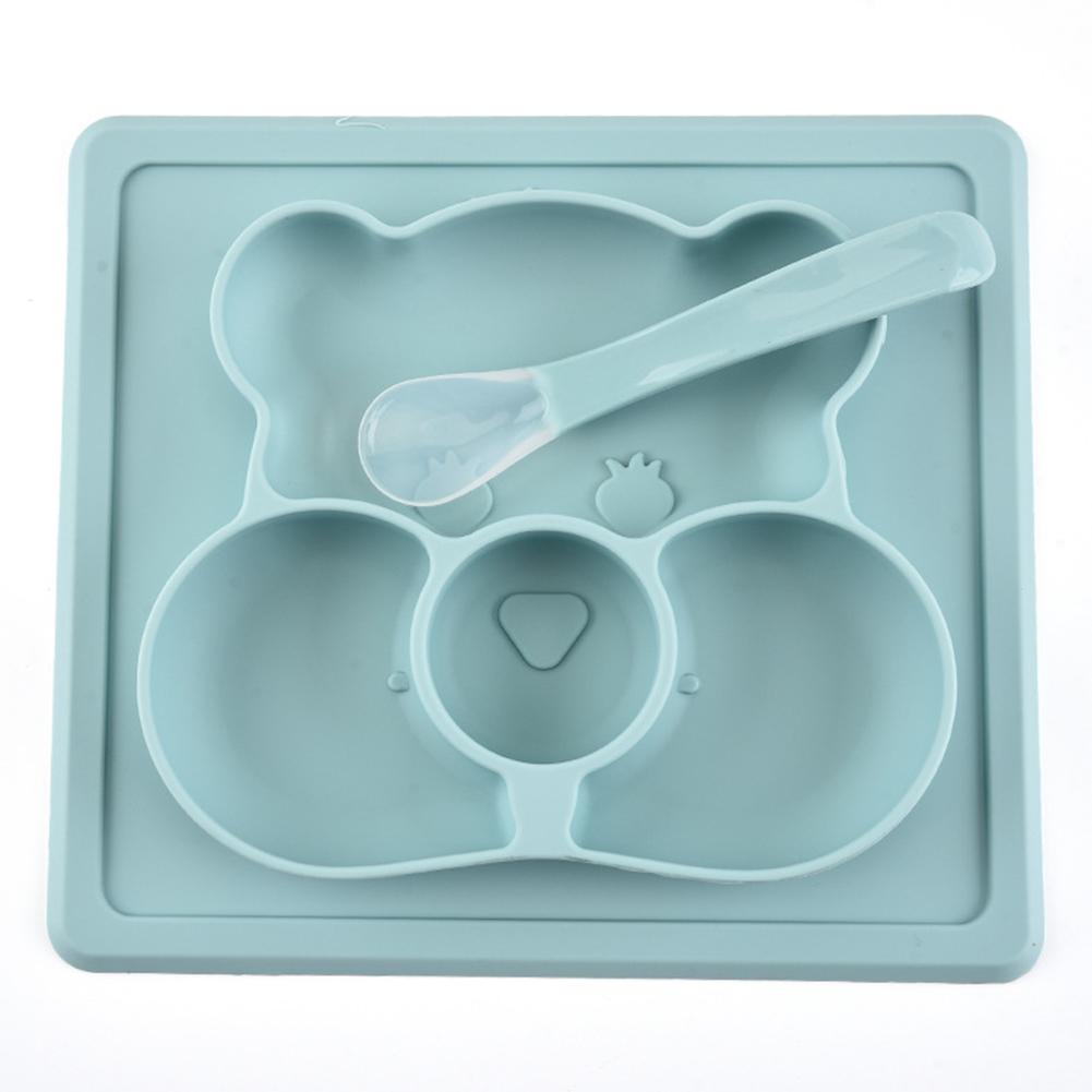 Cute Cartoon Bear Shape Silicone Nonslip Dinner Plate for Kids  Dietary Supplement